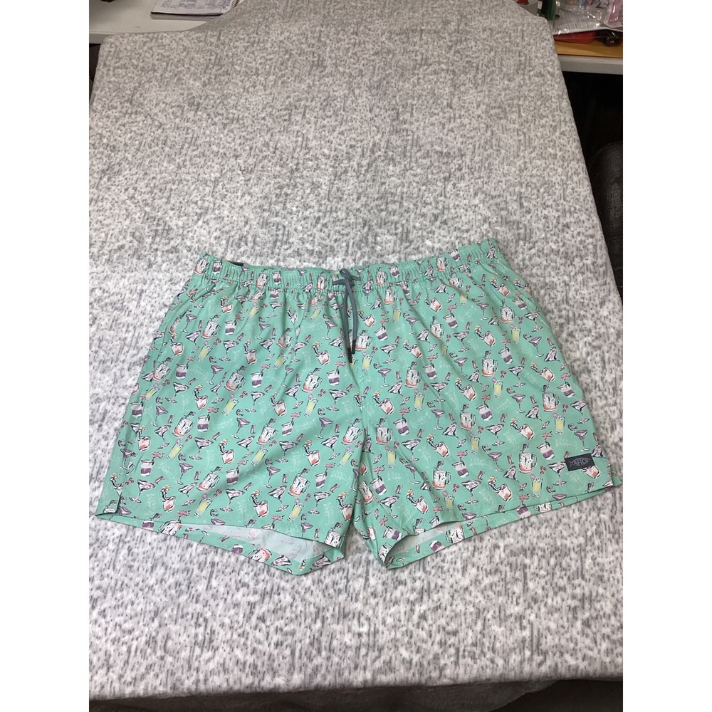 AFTCO Strike 5.5 Swim Shorts Mens XXL Mint Green Cocktail Marlin Print M230-SP26